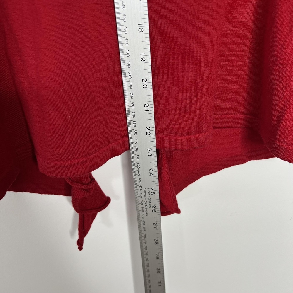 Talbots Sweater Cardigan Womens Large Red 100% Merino Wool Ruffle Open Front - Picture 3 of 9